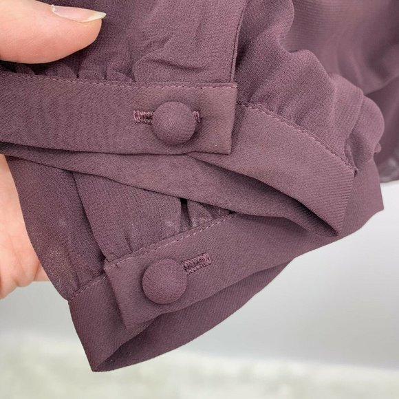 CAbi Entice Sheer Plum Blouse Top Long Sleeve Lg - Picture 3 of 11